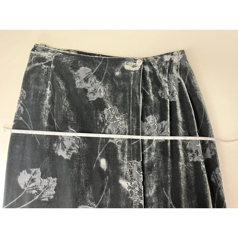 Y2K Velvet Burnout Midi Skirt Sheer 10 Whimsigoth Witchy Fairy Dark Sage Maxi